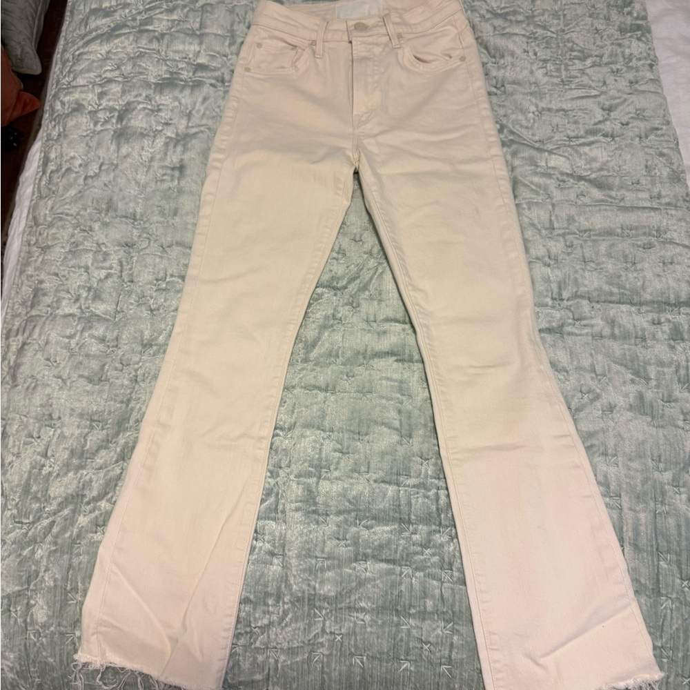 MOTHER Cream Ankle Cropped Jeans